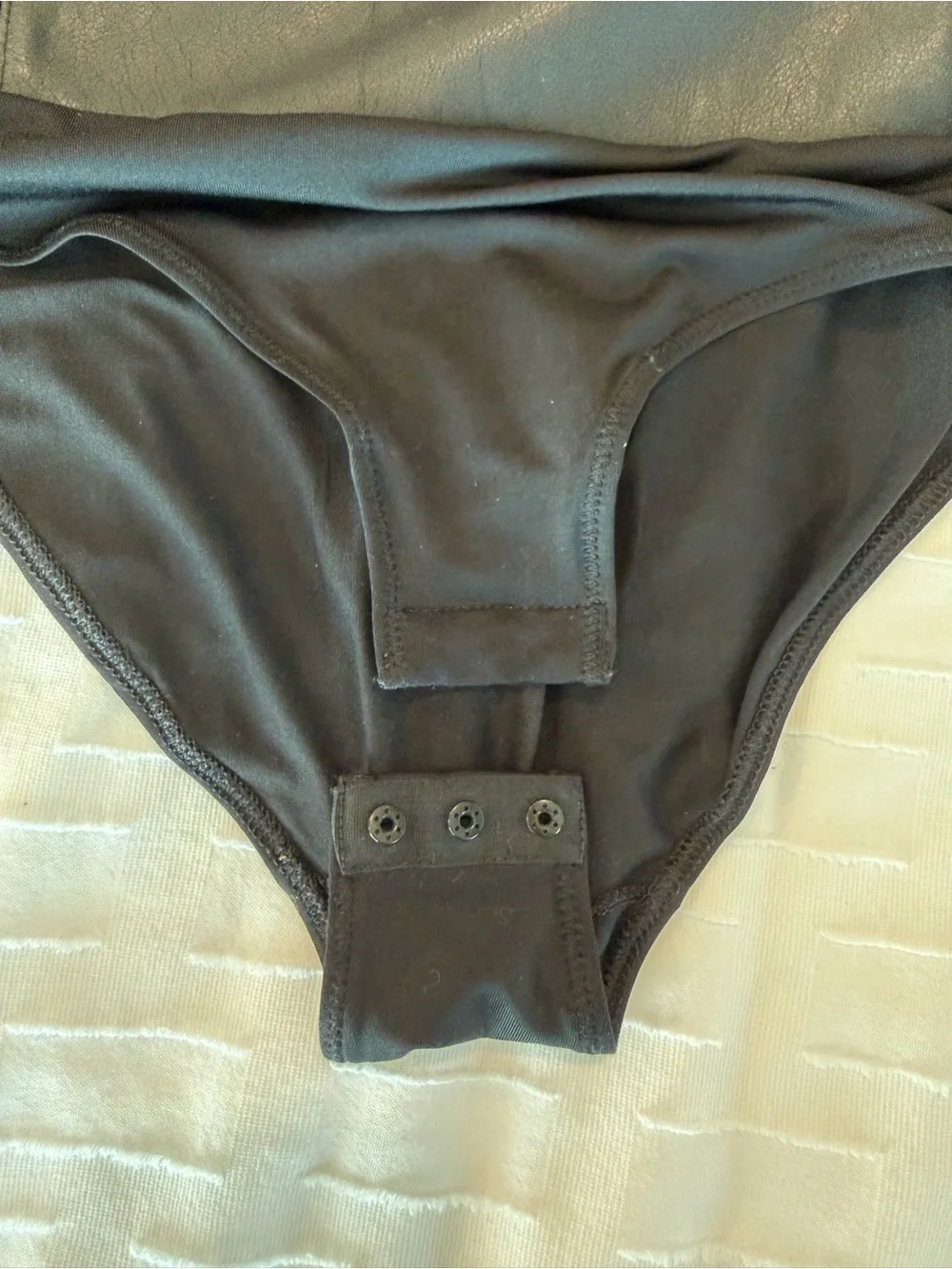 Black Faux-Leather Long Sleeve One-Piece Bodysuit